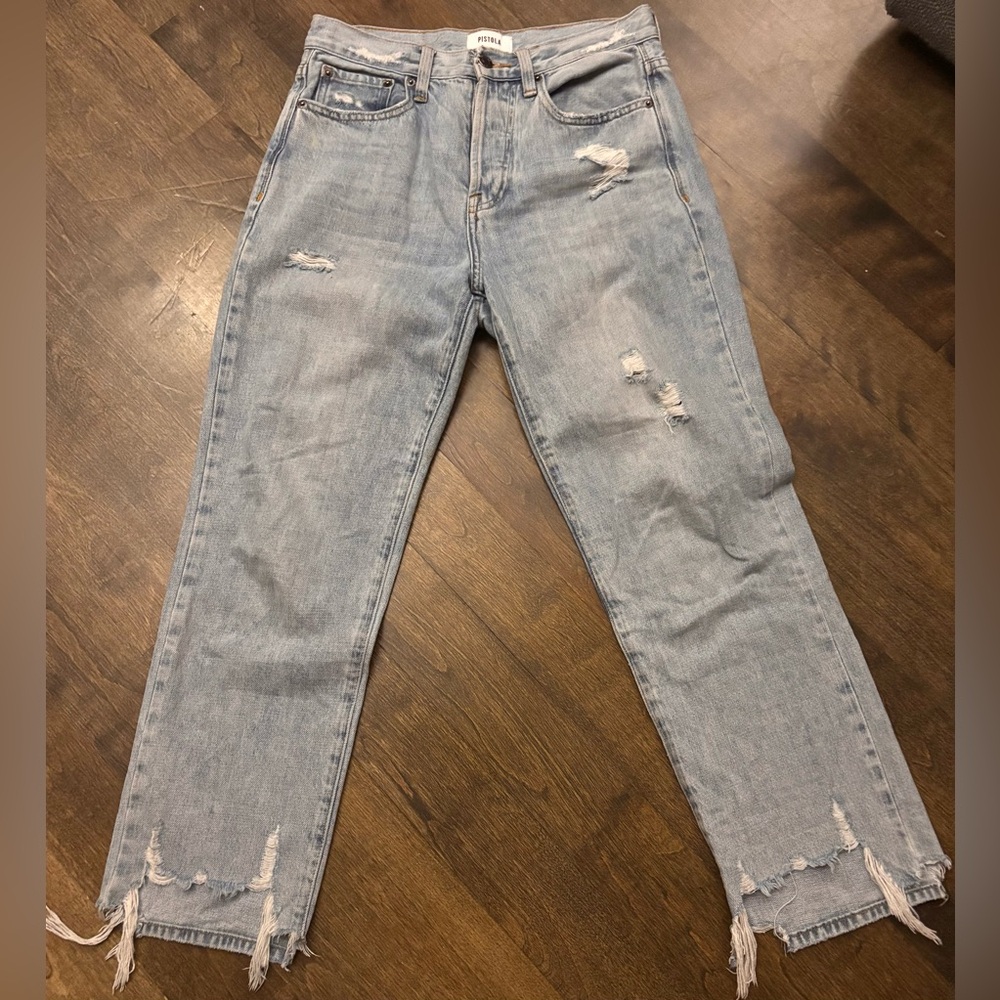 PISTOLA Cassie Distressed High-Rise Straight-Leg Jeans - Picture 7 of 7